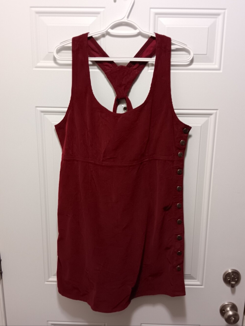 American Eagle Burgundy L Corduroy Pinafore Overall Mini Dress Academia Preppy